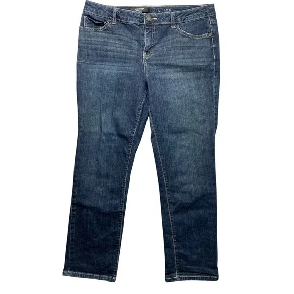 Simply Vera Vera Wang Denim Capri Mid Rise Jeans Size 10 Dark Wash - Picture 1 of 16